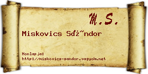 Miskovics Sándor névjegykártya